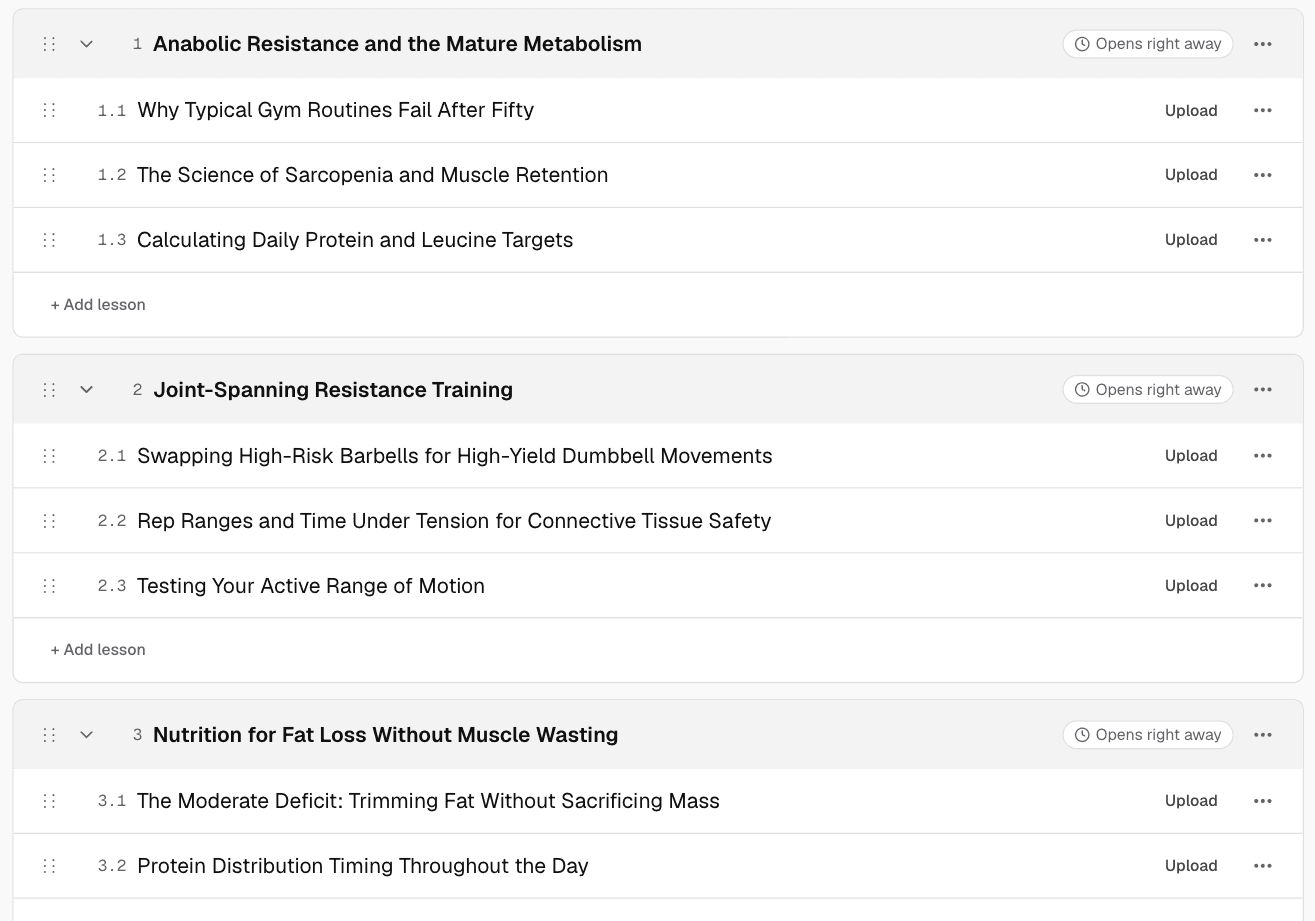 The curriculum of a Knola course: modules with their lessons