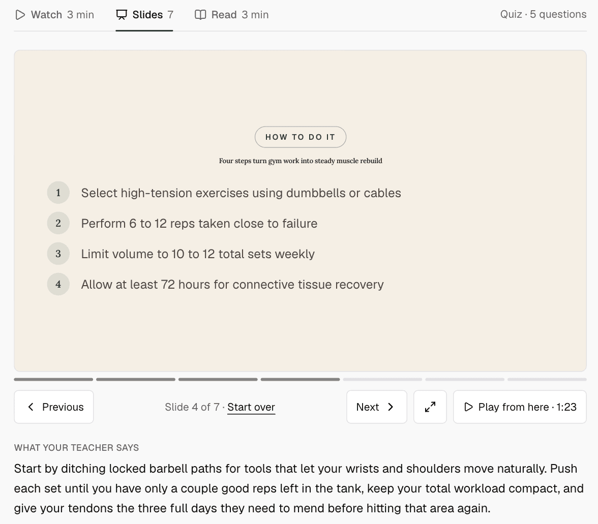 A slide in the Knola student view with "What your teacher says" under it
