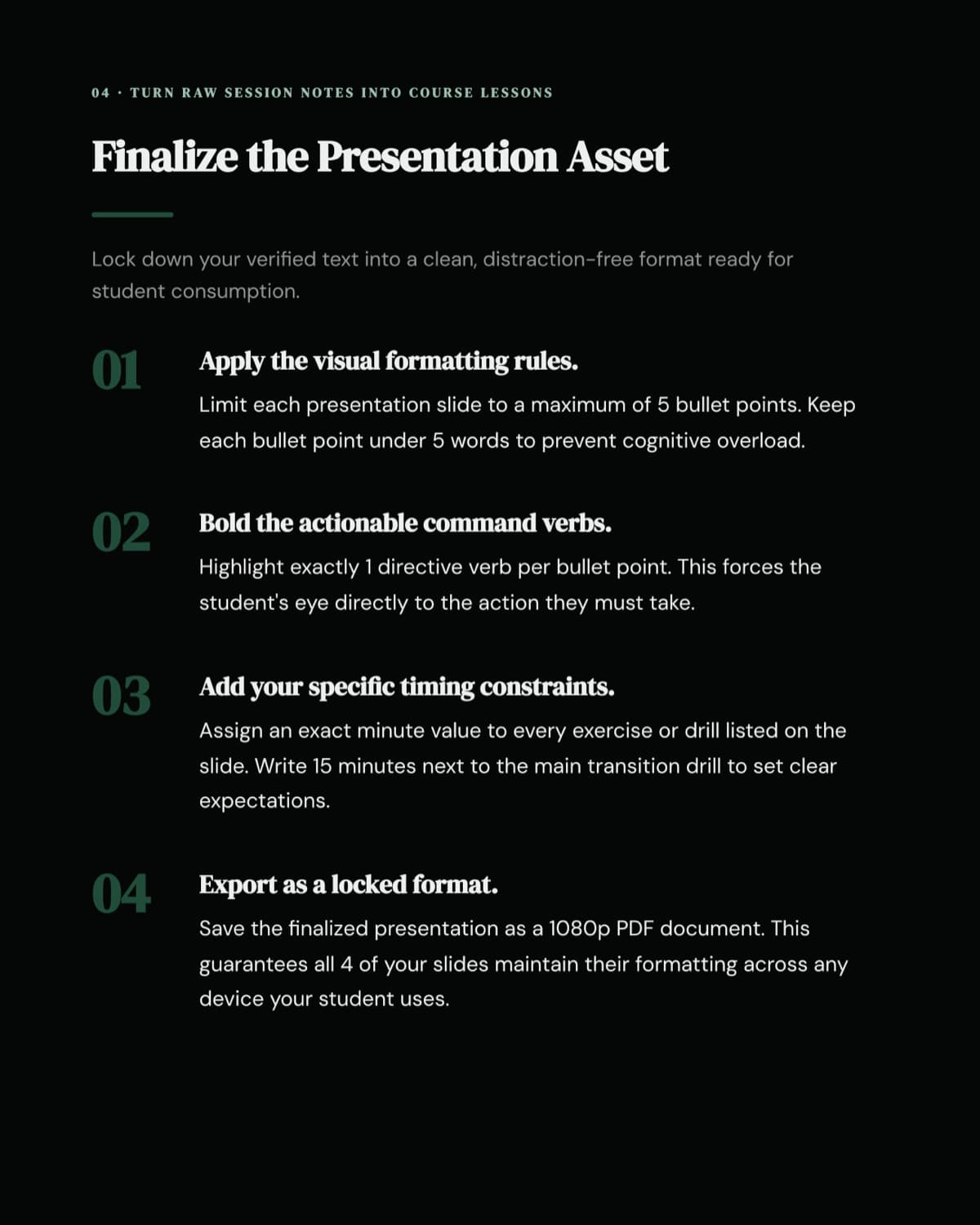 A page of a Studio mini-guide with numbered practical steps
