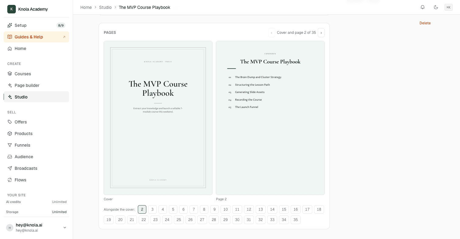 An ebook made from course lessons in Knola