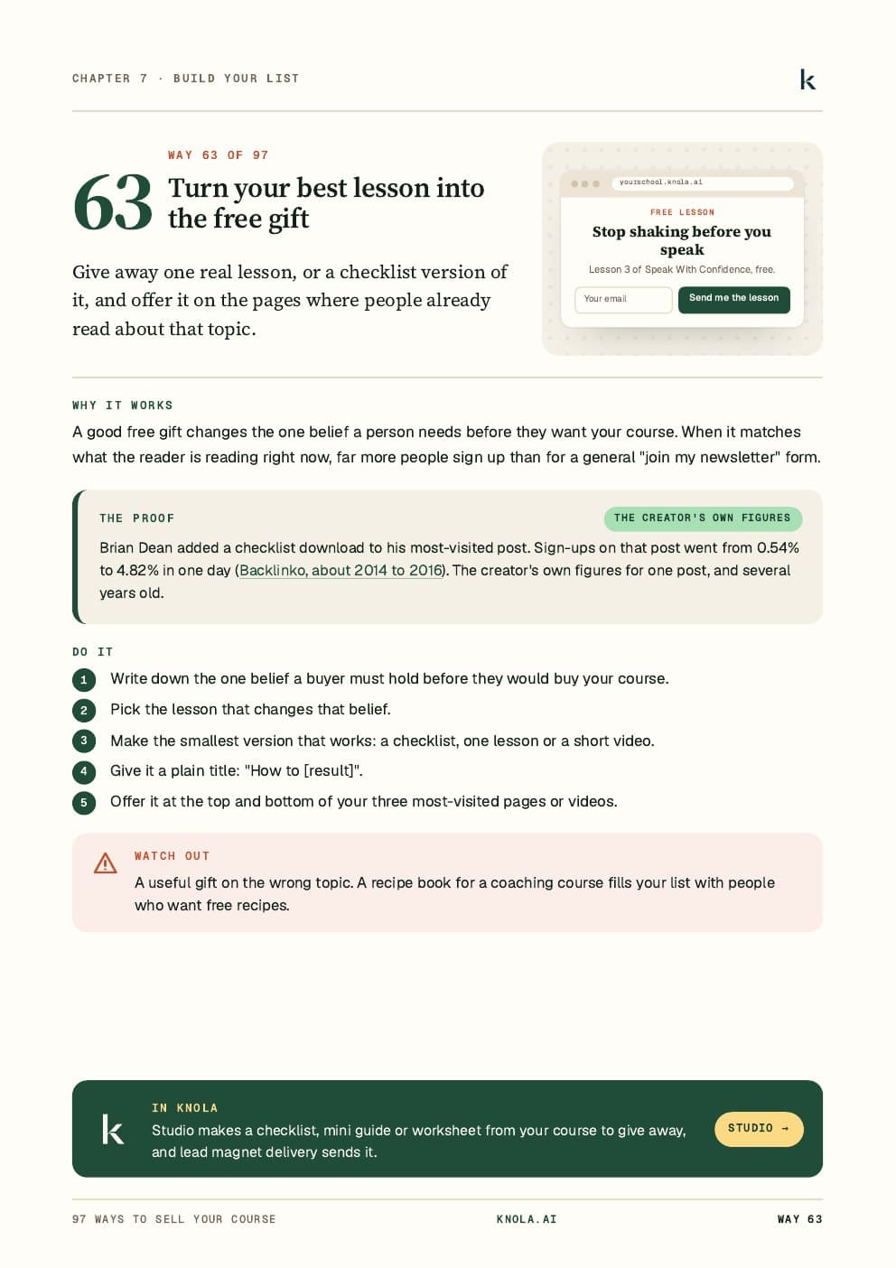 Way 63: turn your best lesson into the free gift