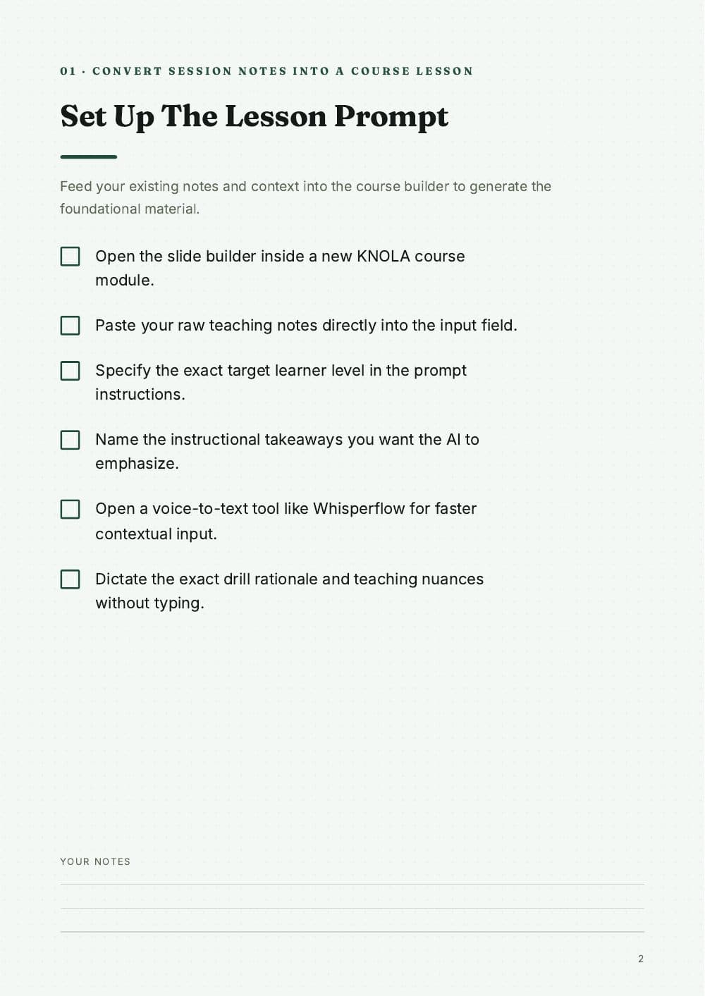 Checklist · 5 pages, page 2