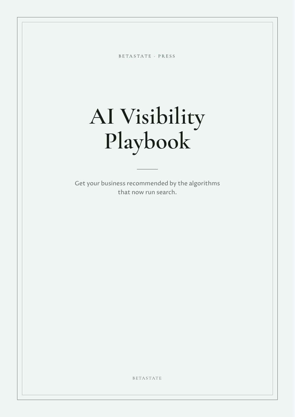 The cover of the ebook generated from the AI Visibility Playbook, in the Atelier style