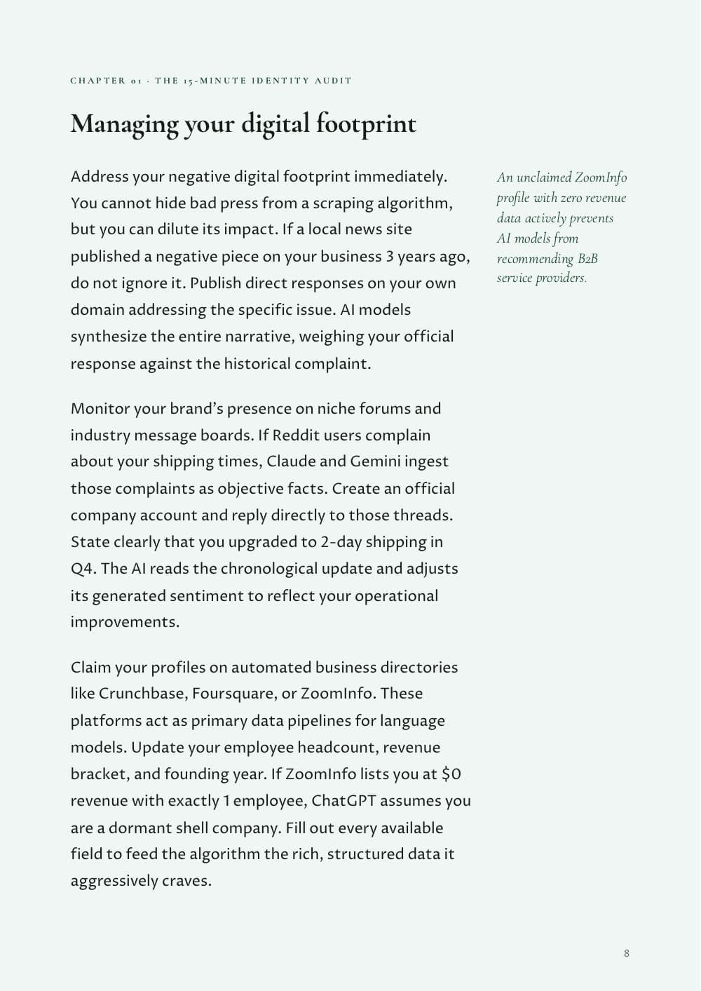 The AI Visibility Playbook · 35 pages, page 8