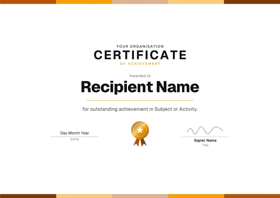 Certificate of Achievement certificate template for Word: Celebration design