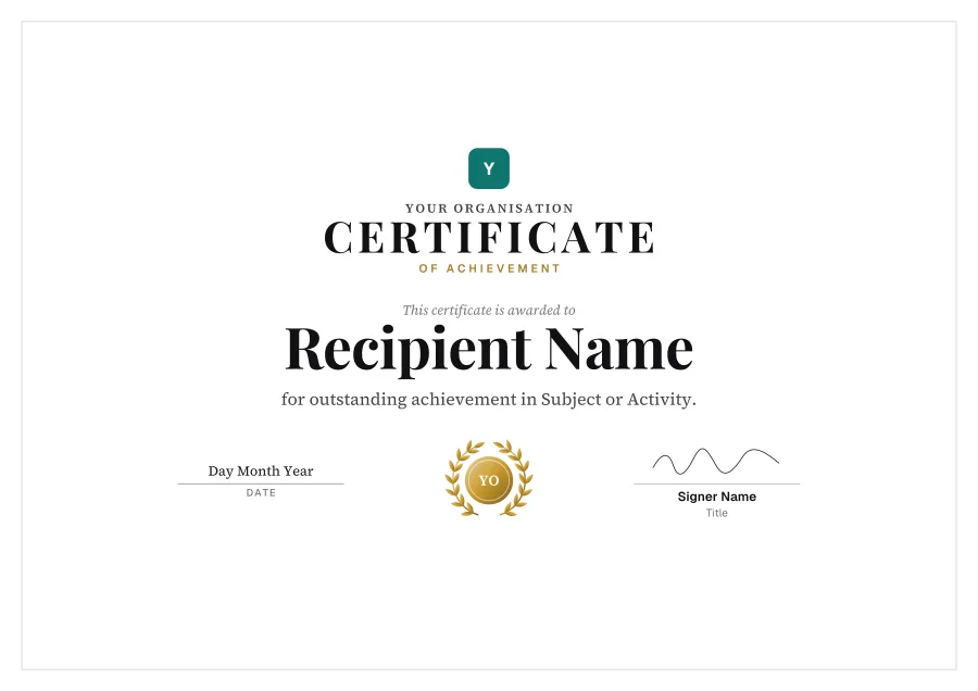 Certificate of Achievement certificate template for Word: Laurel design
