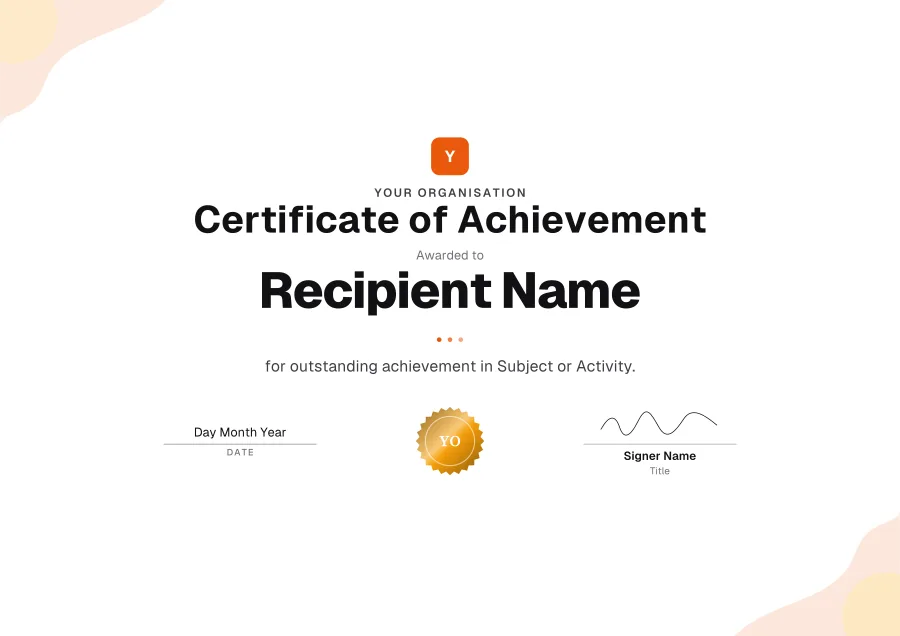Certificate of Achievement certificate template for Word: Sunrise design