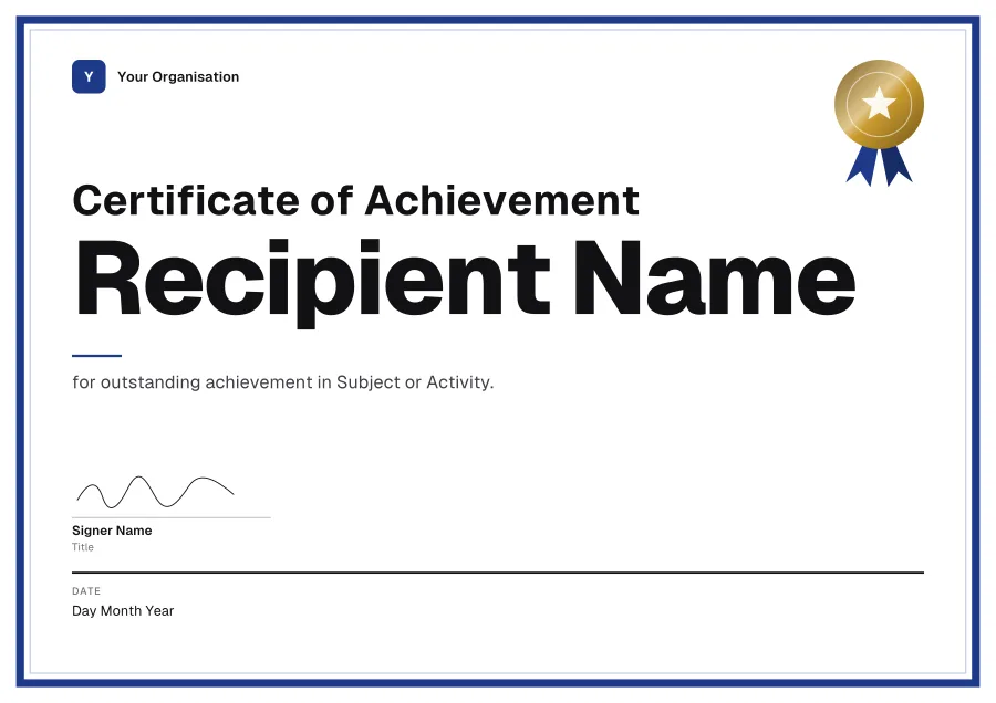 Certificate of Achievement certificate template for Word: Varsity design