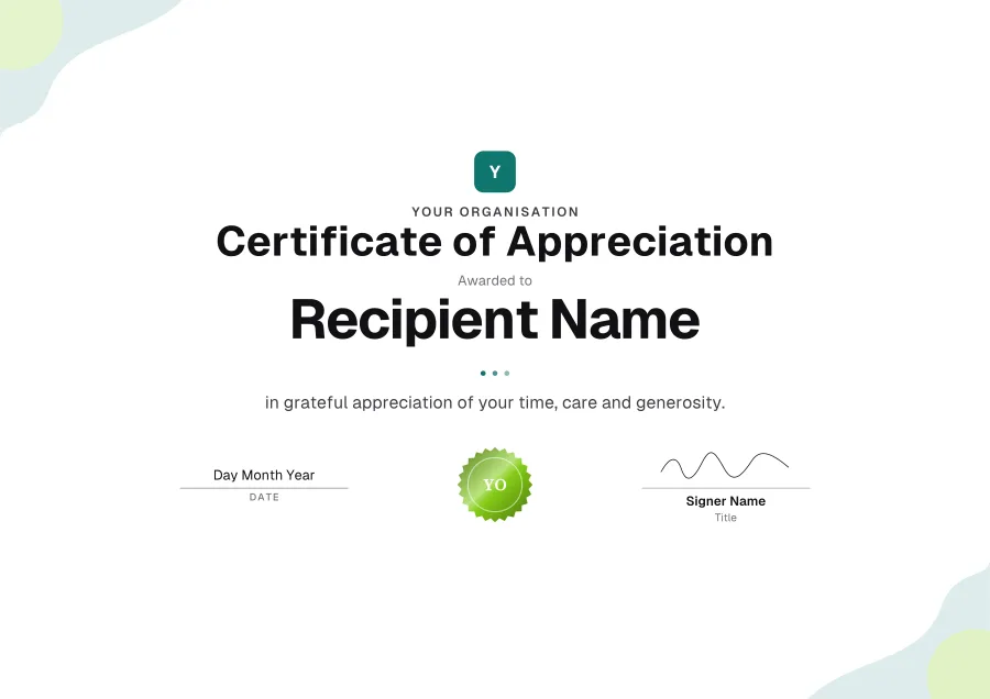 Certificate of Appreciation certificate template for Word: Mint shapes design