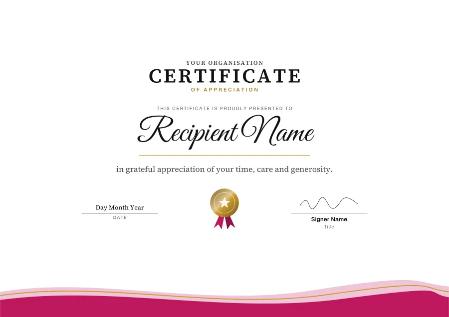 Certificate of appreciation templates: Rose waves