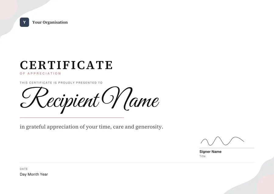 Certificate of Appreciation certificate template for Word: Soft design