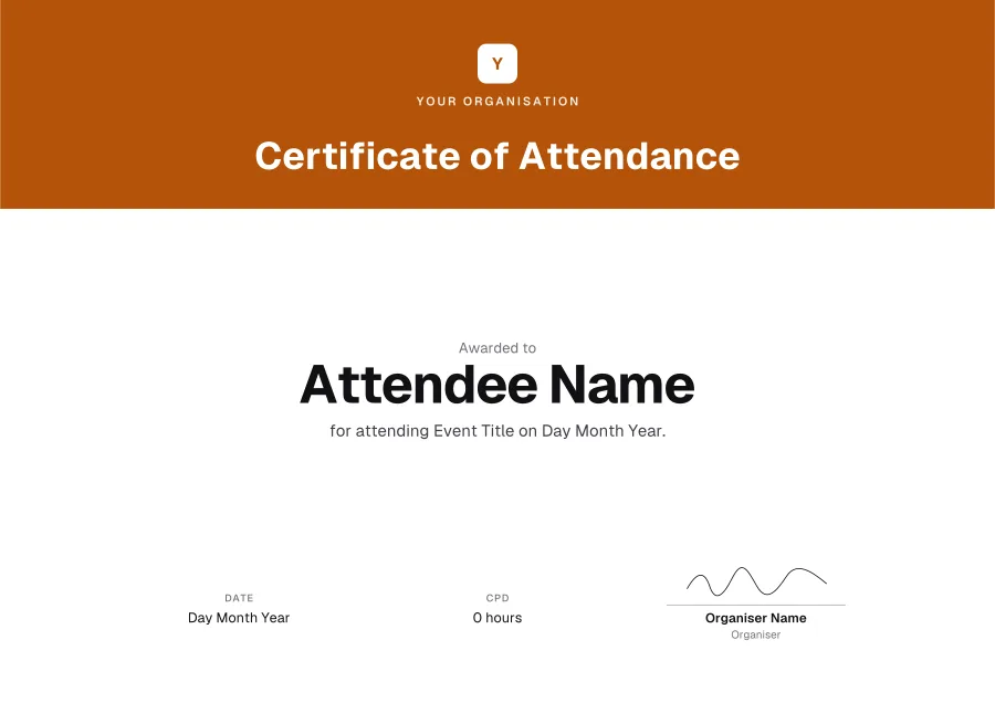 Certificate of Attendance certificate template for Word: Banner design