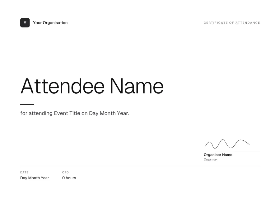 Certificate of Attendance certificate template for Word: Charcoal minimal design