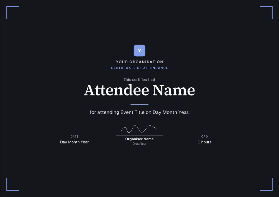 Certificate of Attendance certificate template for Word: Midnight design