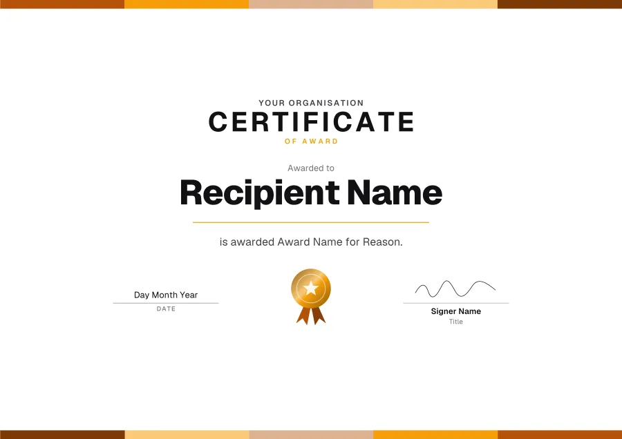 Certificate of Award certificate template for Word: Celebration design