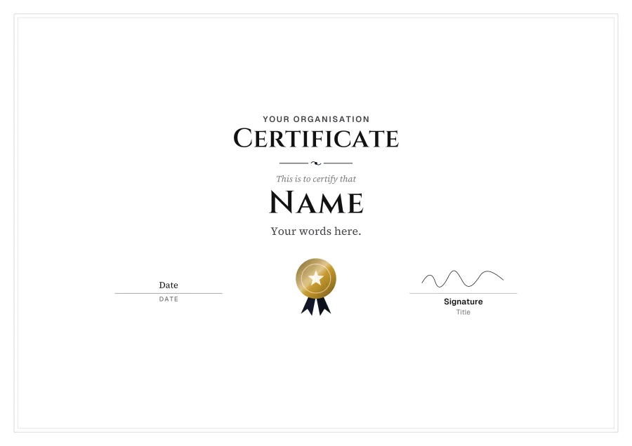 Certificate certificate template for Word: Black tie design