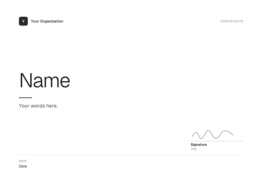 Certificate certificate template for Word: Charcoal minimal design