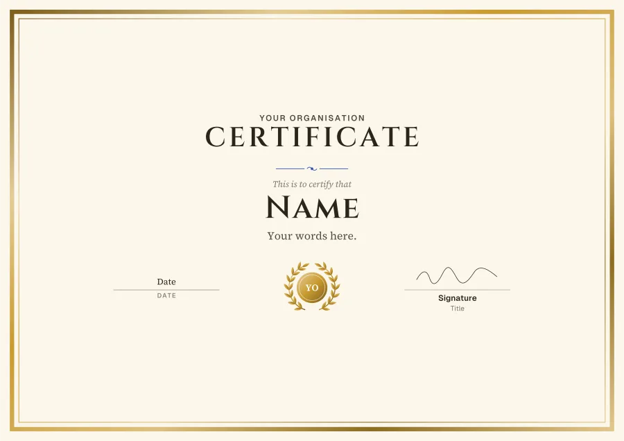 Certificate certificate template for Word: Gold foil design