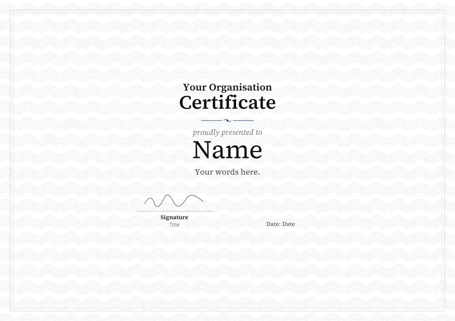 Certificate certificate template for Word, Ivory guilloche design