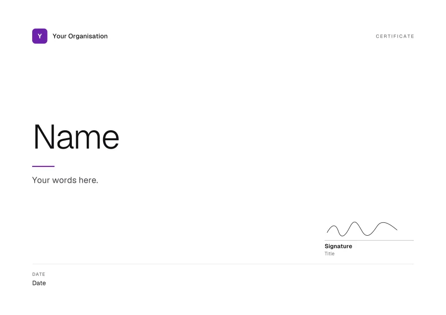 Blank certificate templates: Minimal