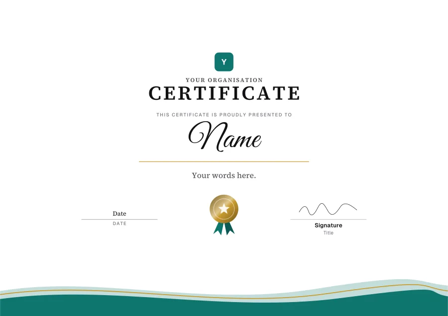 Certificate certificate template for Word: Waves design