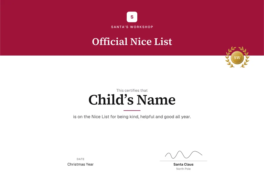 Christmas certificate templates: Crimson banner