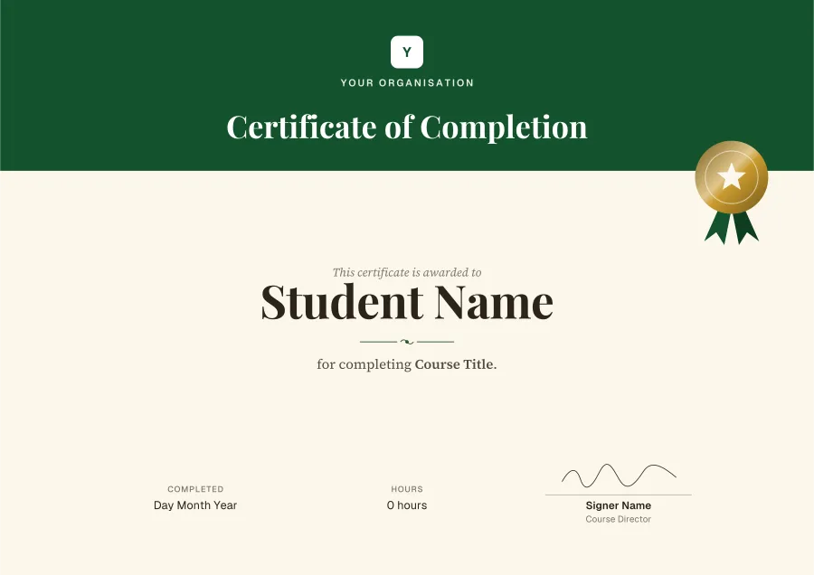 Certificate of Completion certificate template for Word: Forest banner design