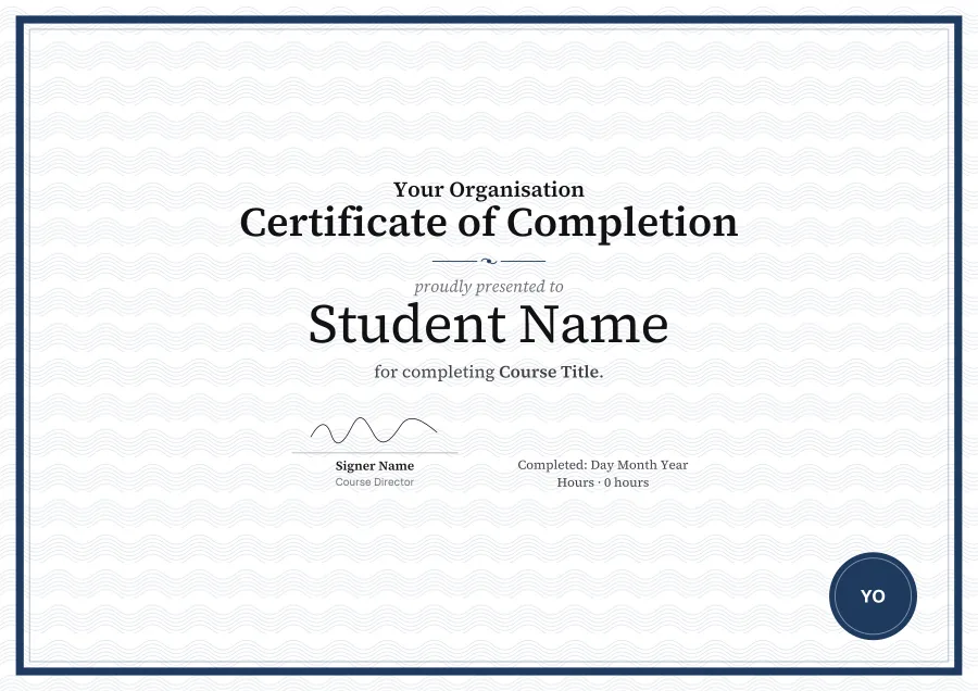 Certificate of Completion certificate template for Word: Heritage design