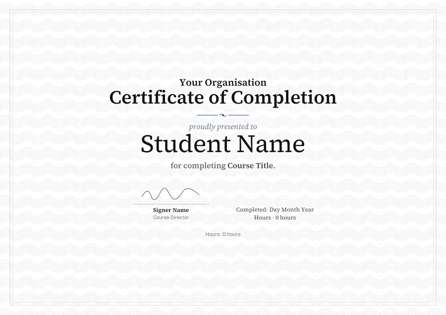 Certificate of Completion certificate template for Word: Ivory guilloche design