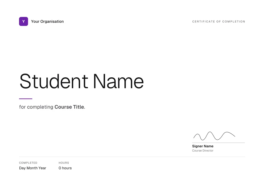 Certificate of Completion certificate template for Word: Minimal design