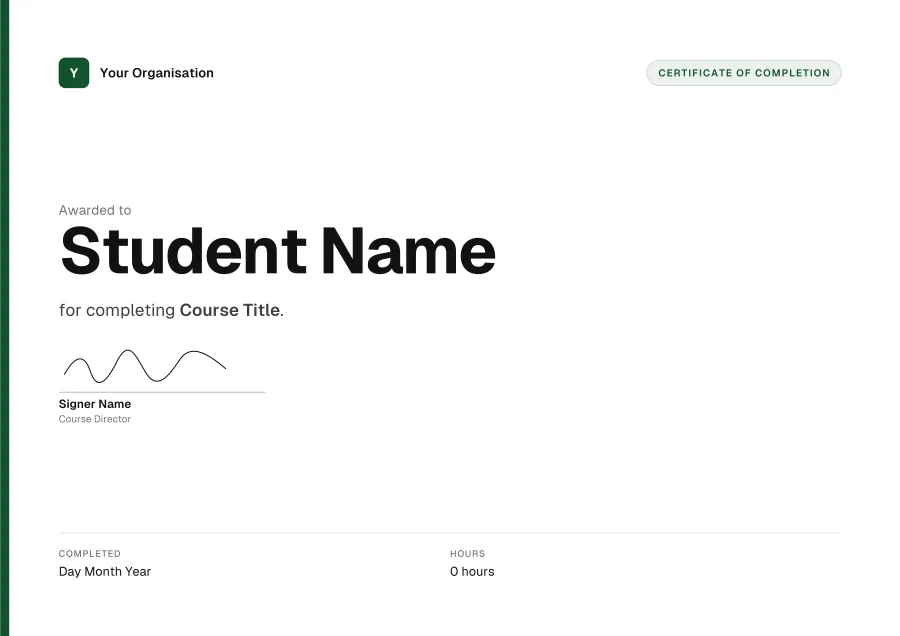 Certificate of Completion certificate template for Word: Monolith design