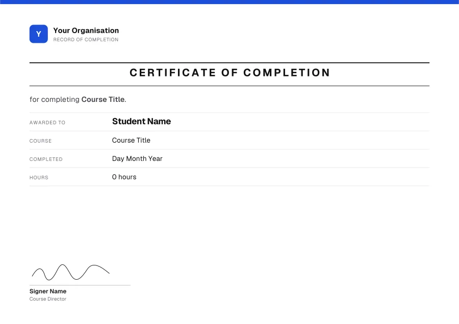 Certificate of Completion certificate template for Word: Registry design
