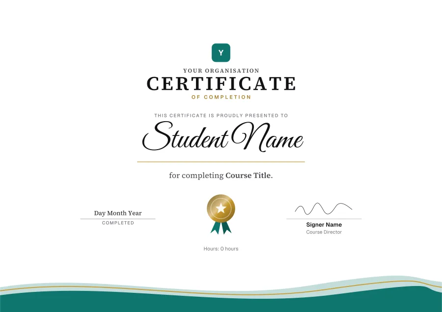 Certificate of Completion certificate template for Word, Waves design
