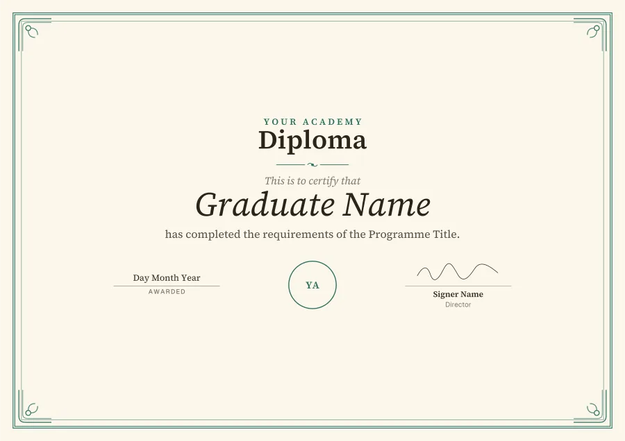 Diploma certificate template for Word, Diploma design