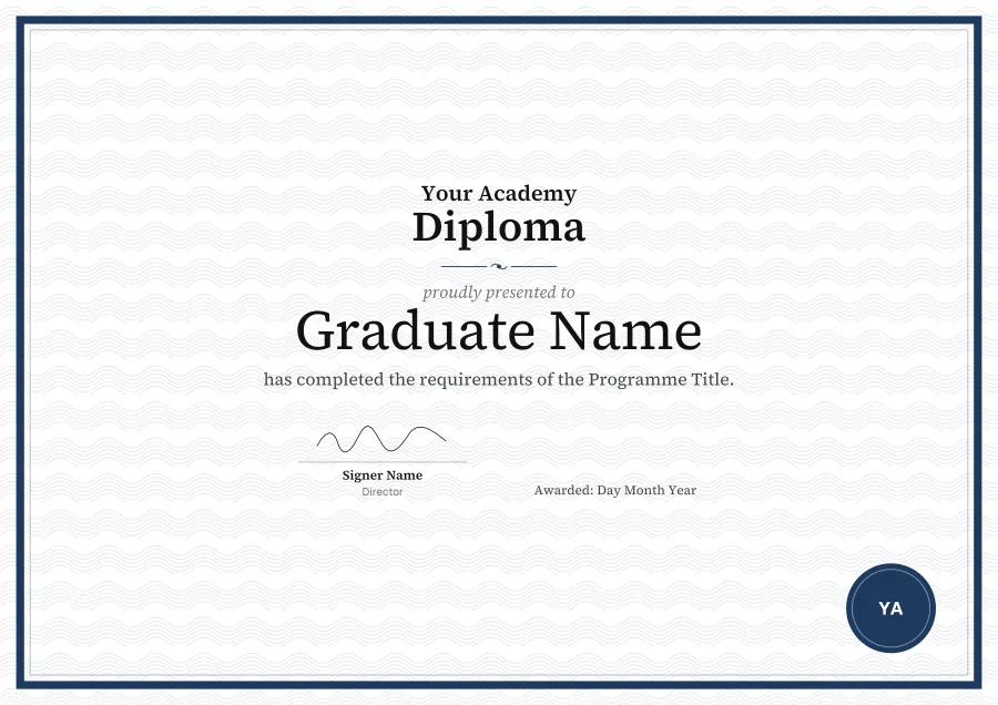 Diploma certificate template for Word: Heritage design