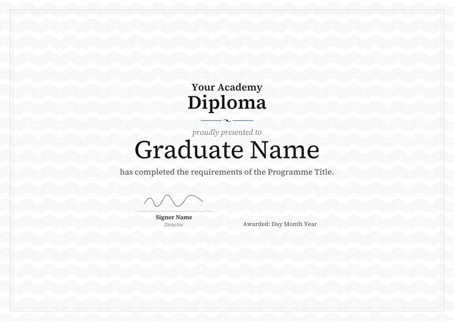 Diploma certificate template for Word: Ivory guilloche design