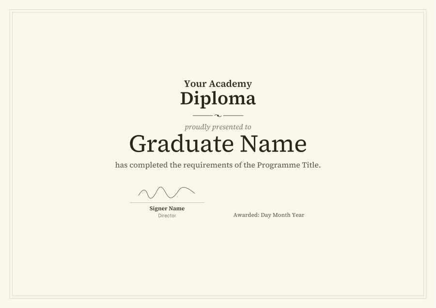 Diploma certificate template for Word: Navy classic design