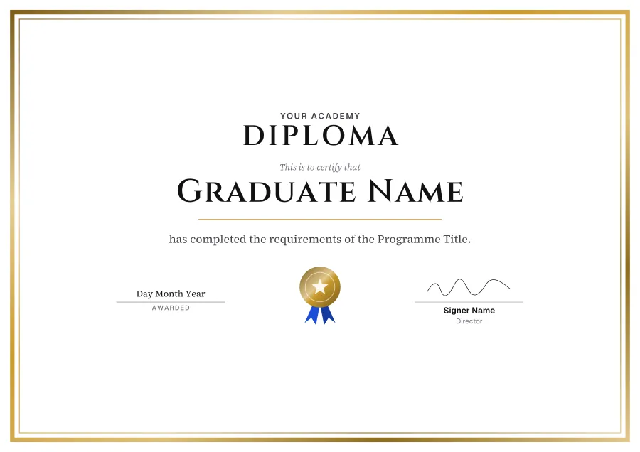 Diploma certificate template for Word: Royal foil design