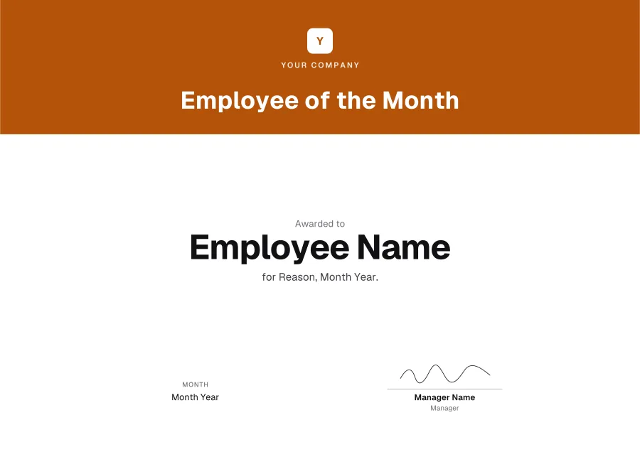 Employee of the Month certificate template for Word: Banner design