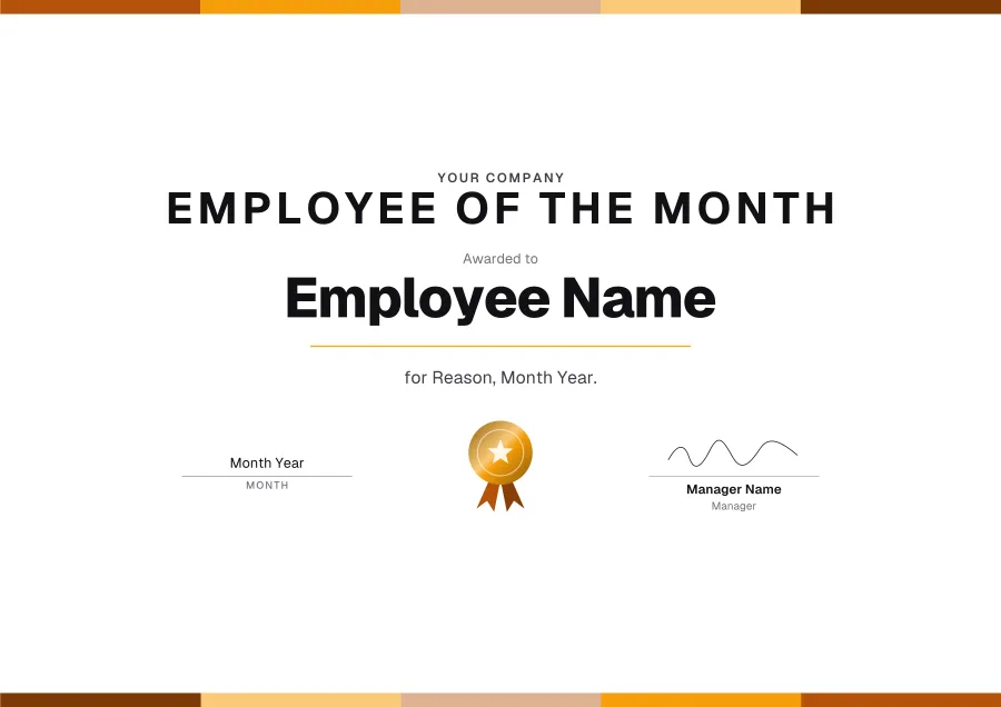 Employee of the Month certificate template for Word: Celebration design
