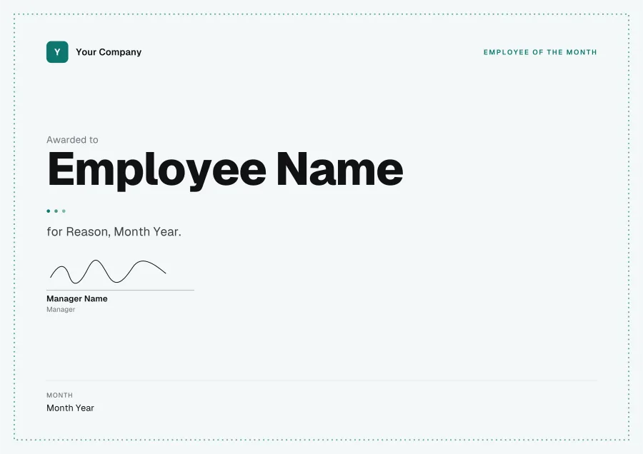 Employee of the Month certificate template for Word: Studio design