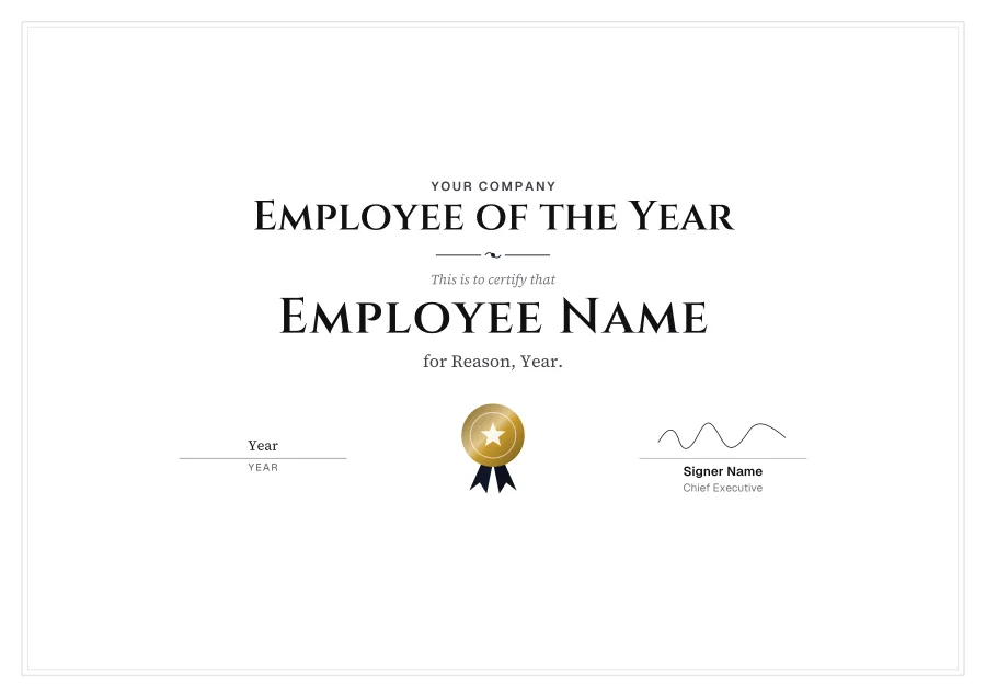 Employee of the year certificate templates: Black tie