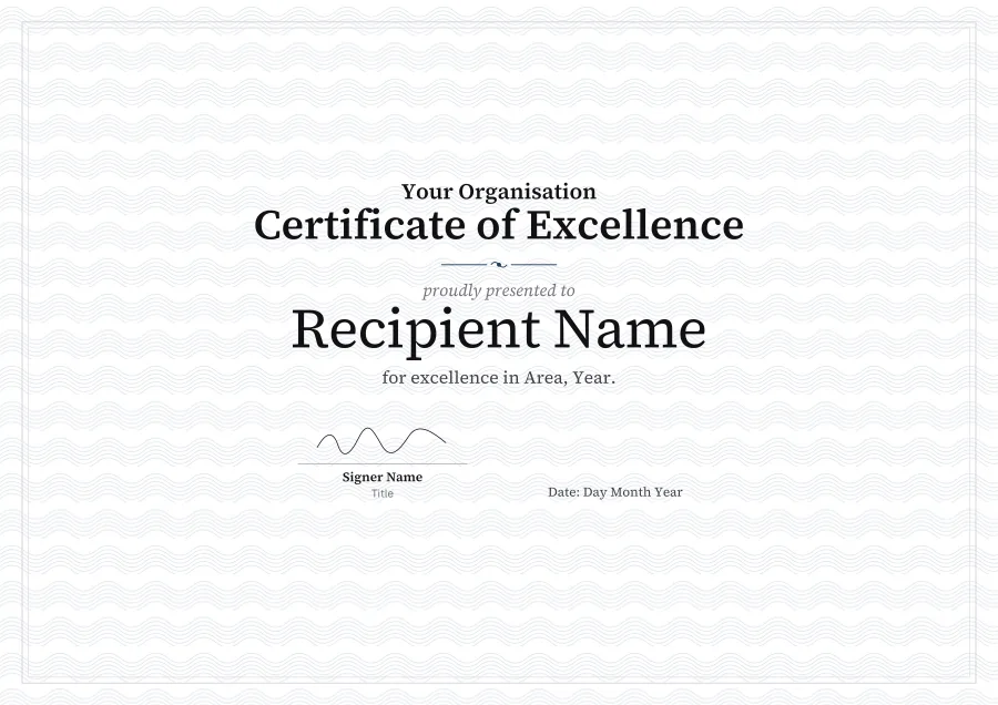 Certificate of Excellence certificate template for Word: Ivory guilloche design