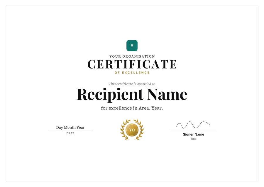 Certificate of Excellence certificate template for Word: Laurel design