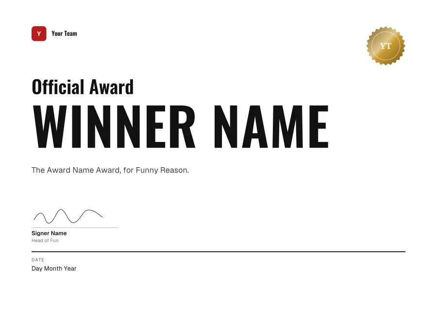 Official Award certificate template for Word: Athletic design