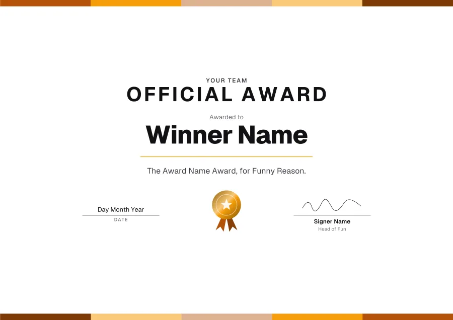 Official Award certificate template for Word: Celebration design