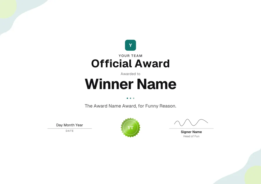 Official Award certificate template for Word: Mint shapes design