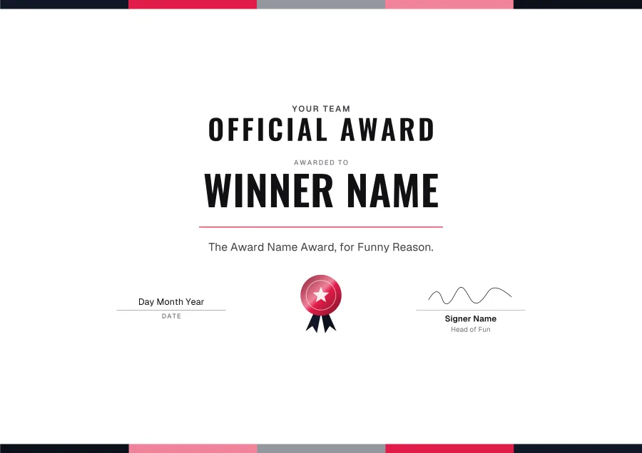 Official Award certificate template for Word: Ruby bars design