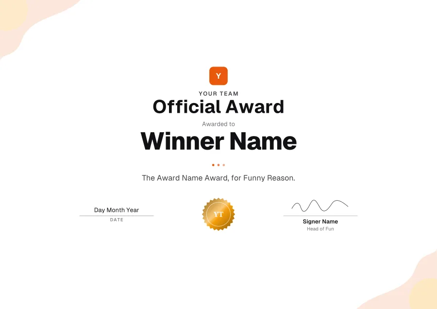 Official Award certificate template for Word: Sunrise design