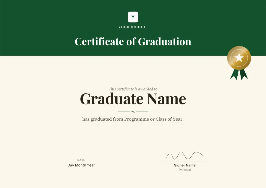 Certificate of Graduation certificate template for Word: Forest banner design